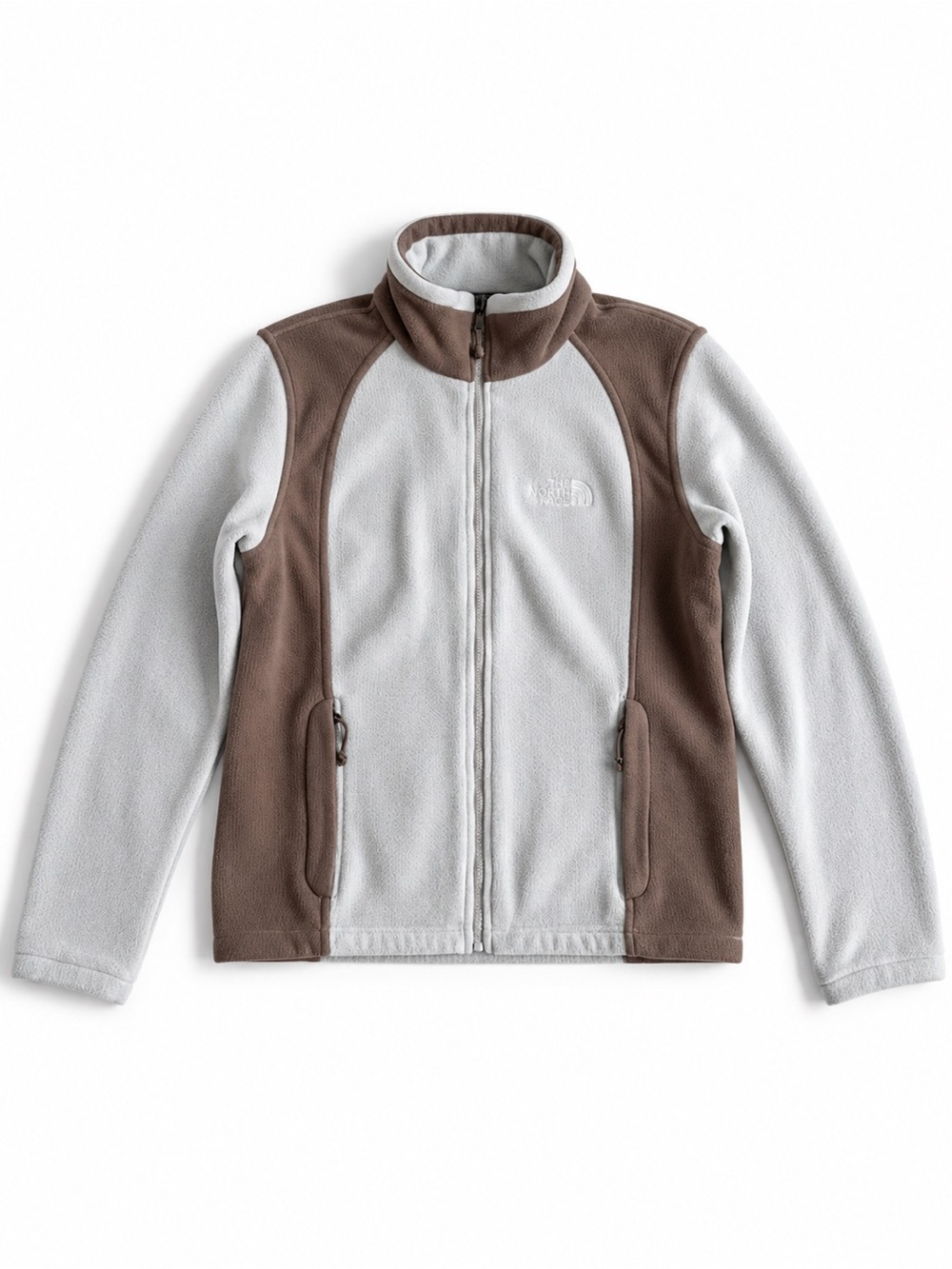 The North Face Fleece Zip Jacket Cream Brown Colorblock Outdoor Hiking Medium